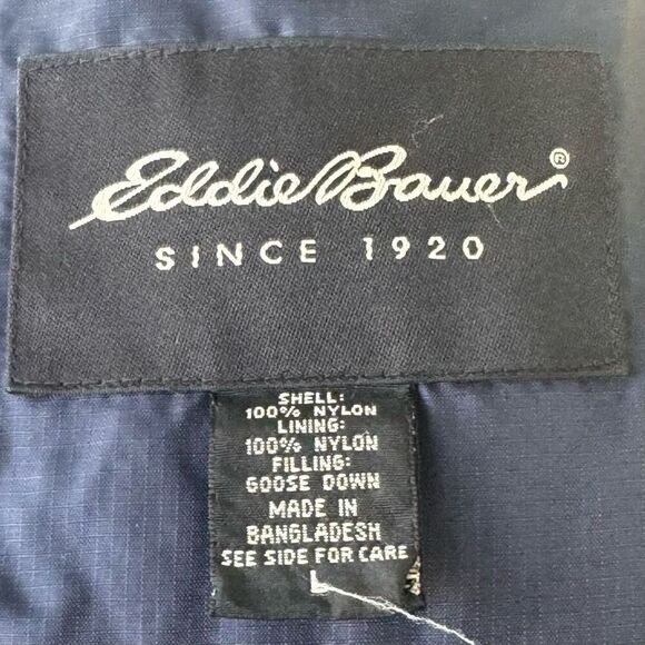 Vintage Eddie Bauer Navy Blue Down Coat. Size Large. - Picture 7 of 11